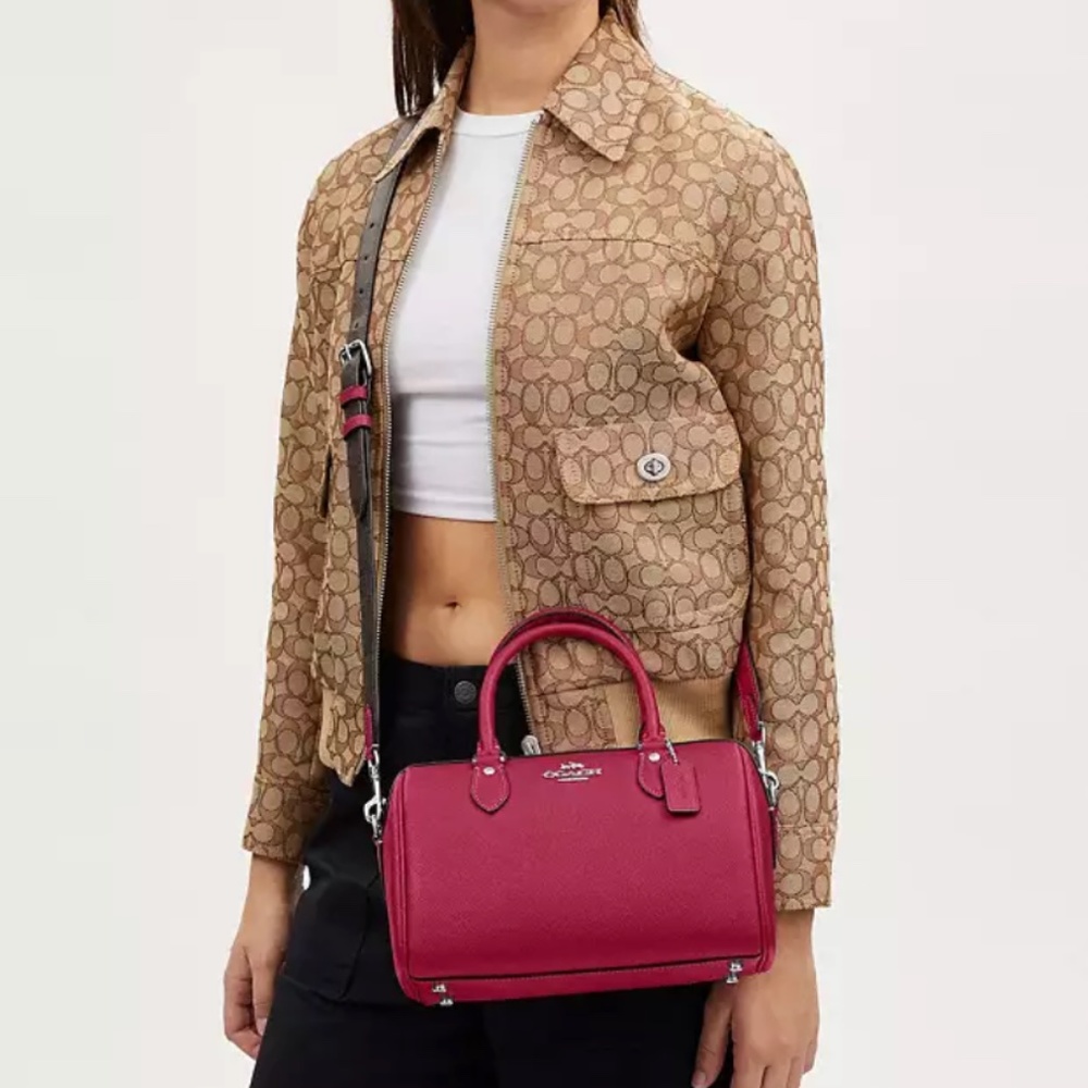 Coach Pink Leather Satchel with Silver Hardware